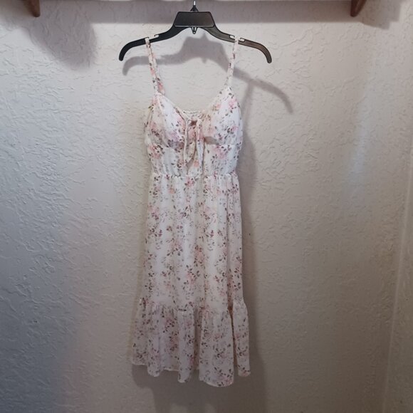 AUW - As U Wish - Floral Midi Dress – Women’s S, Pink Spaghetti Strap Tie-Front - Picture 12 of 13